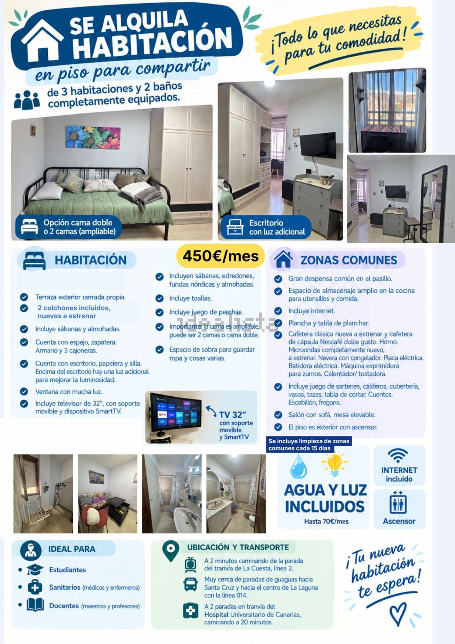 Habitación en alquiler, San Cristóbal de La Laguna