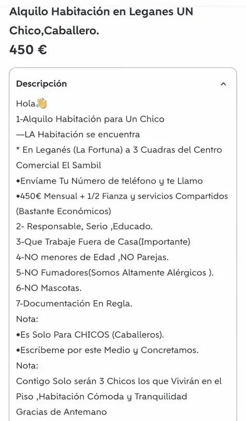 Habitació de lloguer, Leganès