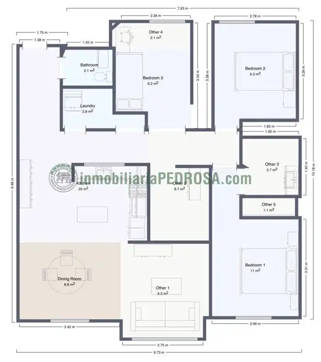 Piso de 95 m² en Pontevedra