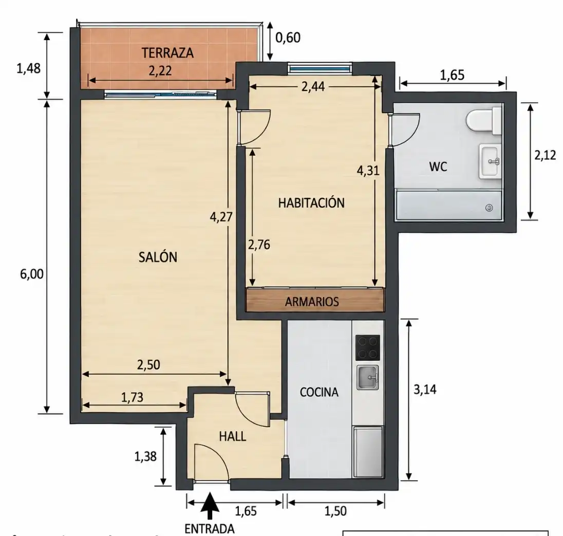Piso de 45 m² en Madrid