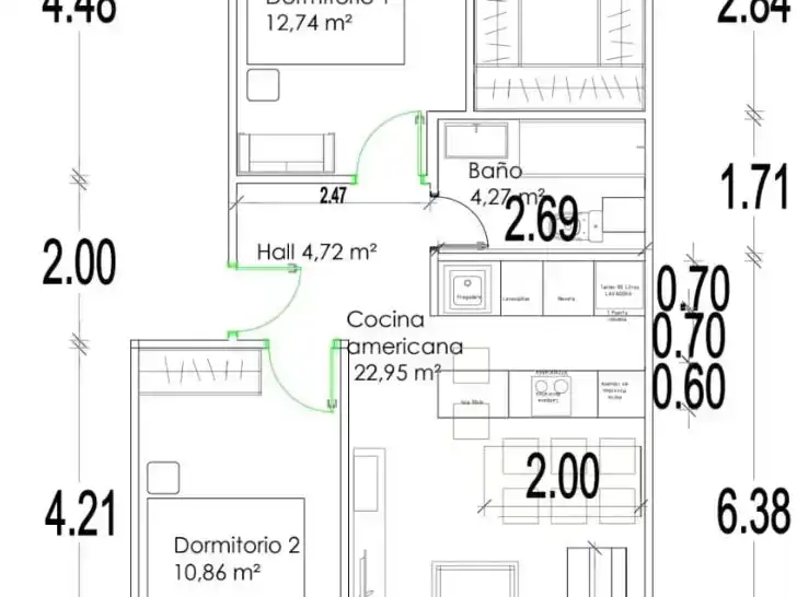 Piso de 62 m² en Vigo