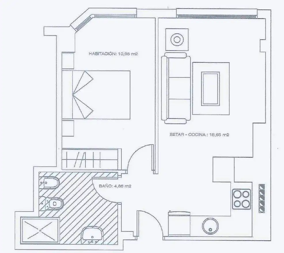 Piso de 43 m² en Gijón