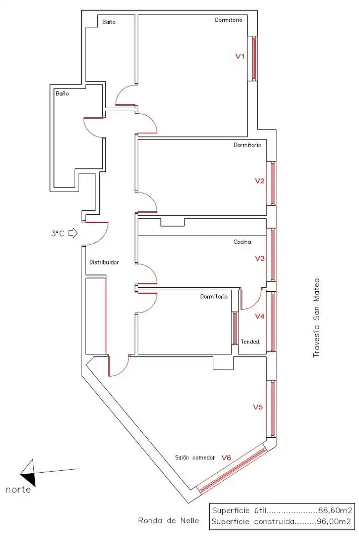 Flat 96 m² in A Coruña