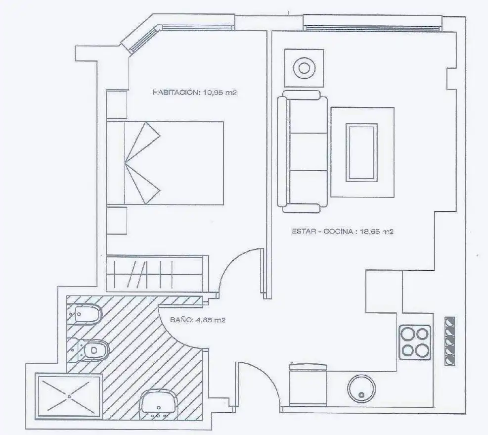 Piso de 43 m² en Gijón