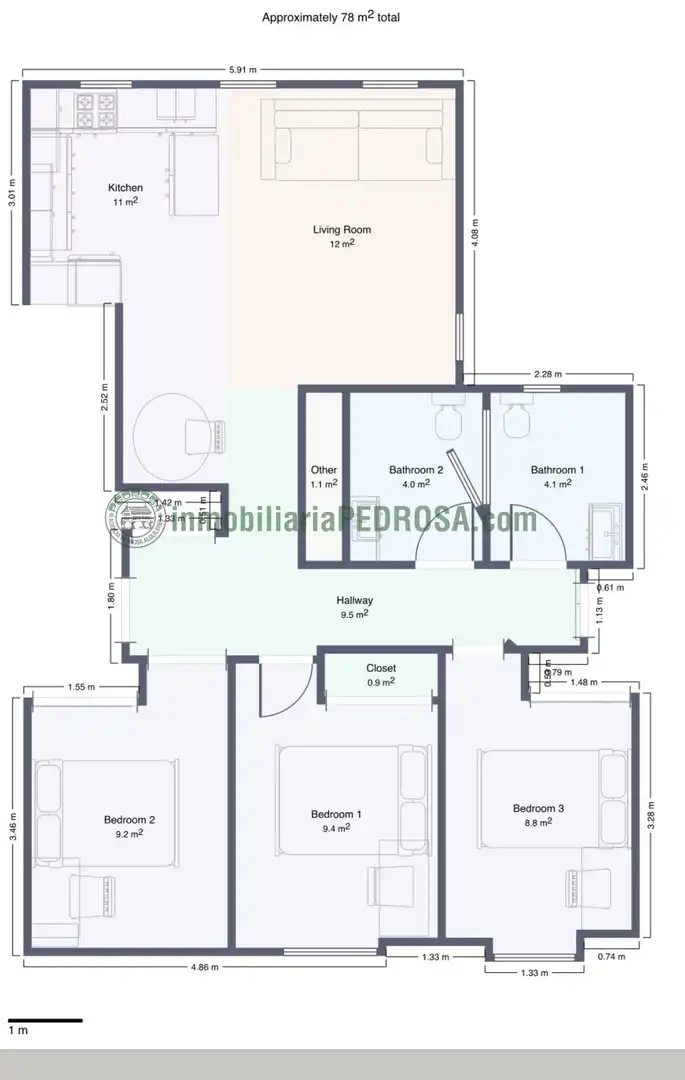 Piso de 115 m² en Pontevedra