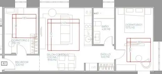 Piso de 65 m² en Miengo