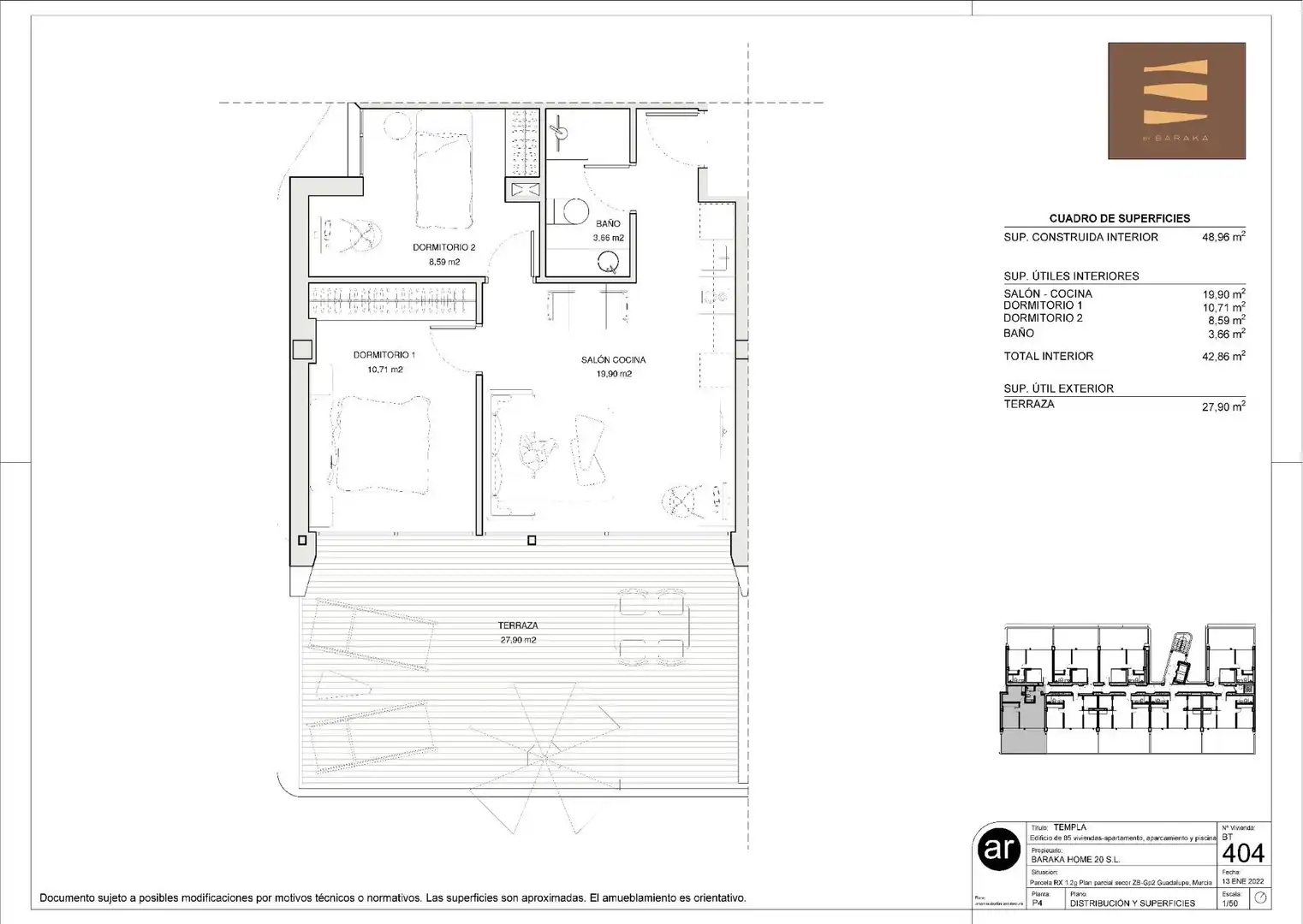 Piso de 50 m² en Murcia