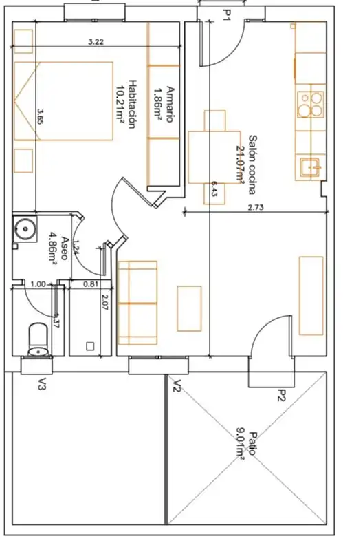 Piso de 42 m² en Madrid
