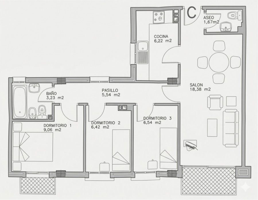 Piso de 90 m² en La Línea de la Concepción