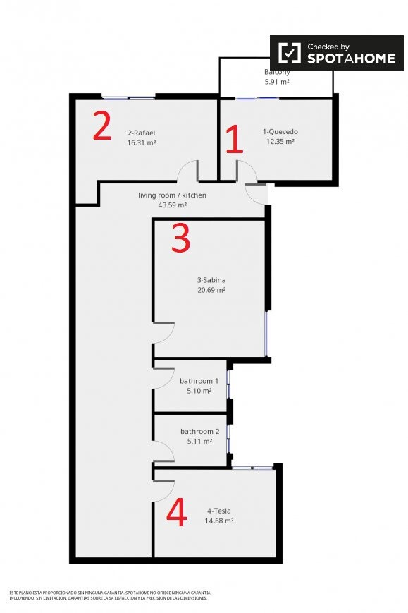 Habitación 65 m², Granada