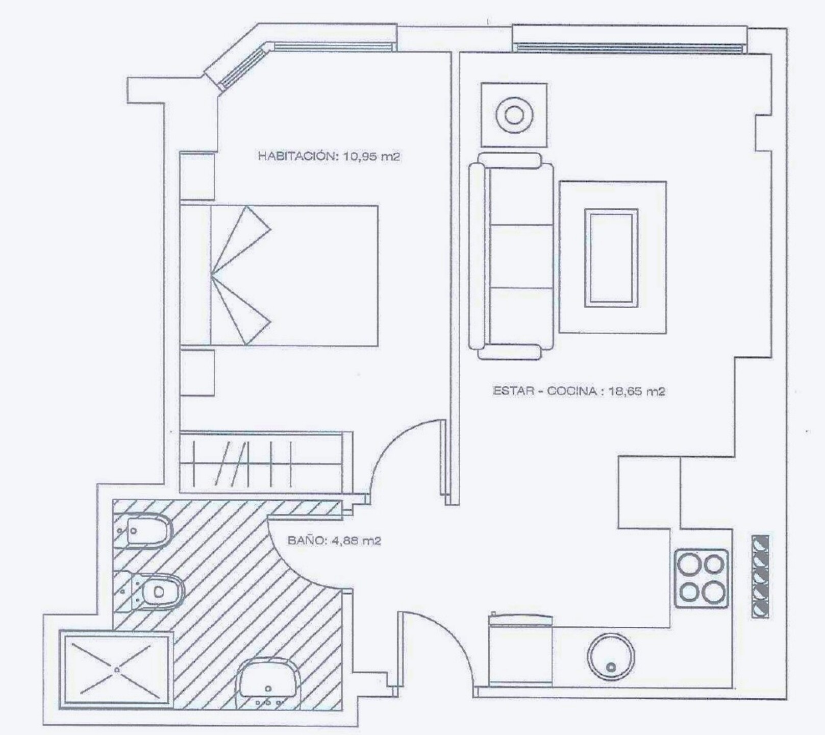 Piso de 43 m² en Gijón