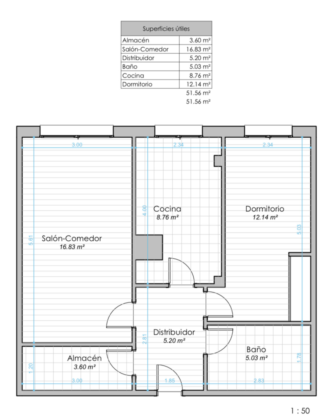 Piso de 53 m² en Oviedo