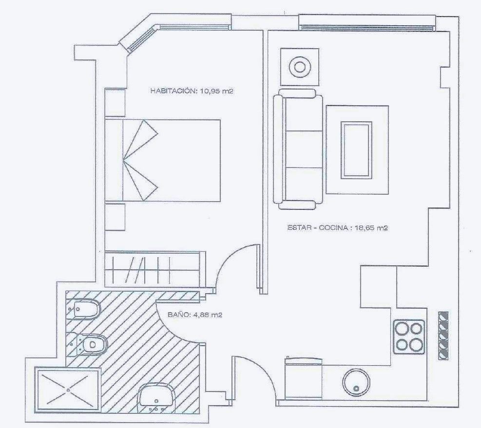Piso de 43 m² en Gijón